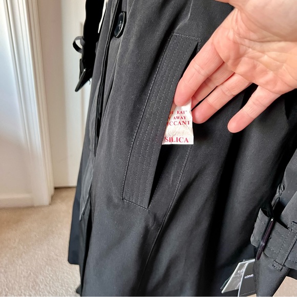 NWT LONDON FOG Classic Black Belted Flannel Lined Trench Coat—SZ. 16 - Picture 6 of 17